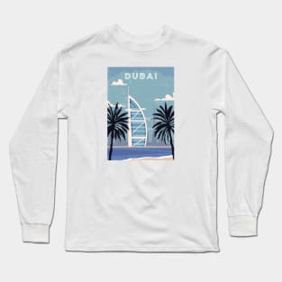 Dubai, UAE. Retro travel poster Long Sleeve T-Shirt